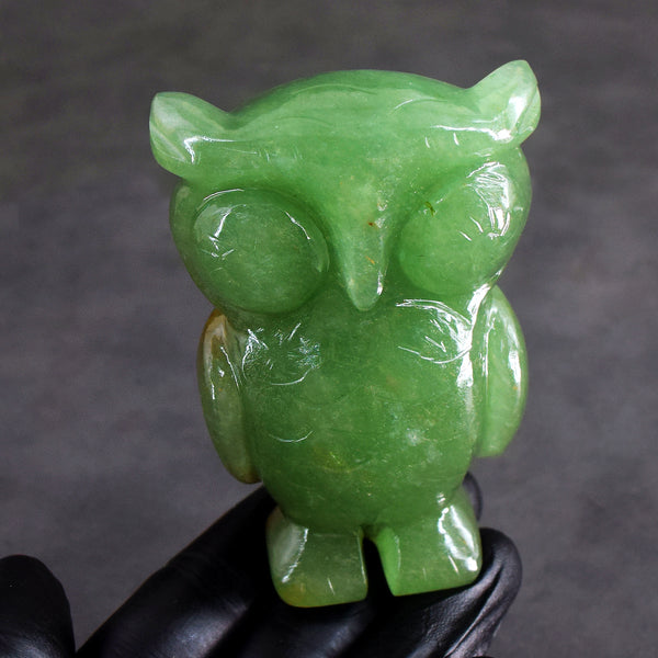 Bestest 1186.00 Cts Genuine Green Aventurine Gemstone Hand Carved Premium Crystal Owl