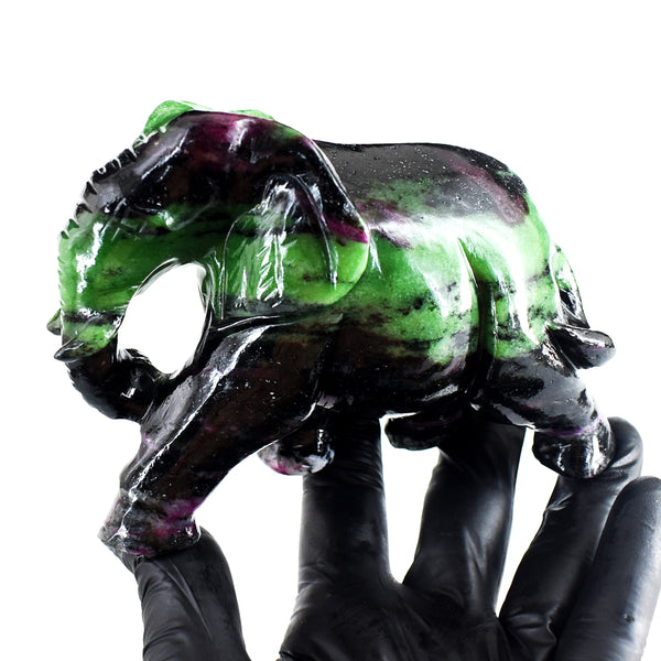 Craftsmen 3255.00 Cts Genuine Ruby Zoisite Hand Carved Crystal Gemstone Carving Elephant