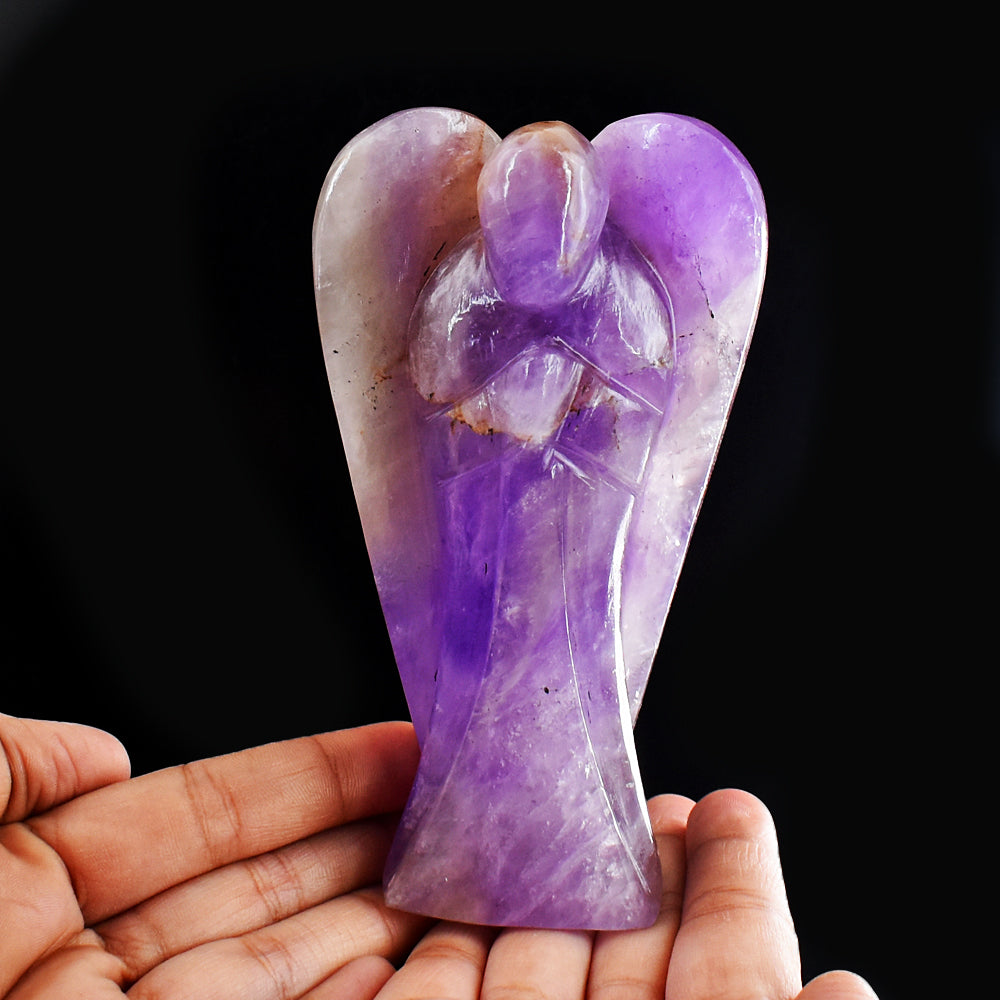 Amazing  2160.00 Cts Genuine Amethyst  Hand Carved Crystal Healing Praying Gemstone Angel