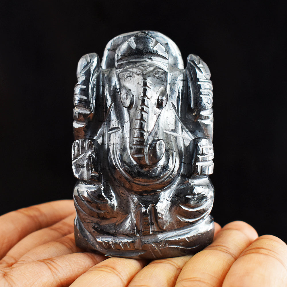 Artisian 1456.00 Cts Genuine Hematite Hand Carved Crystal Gemstone Carving Lord  Ganesha