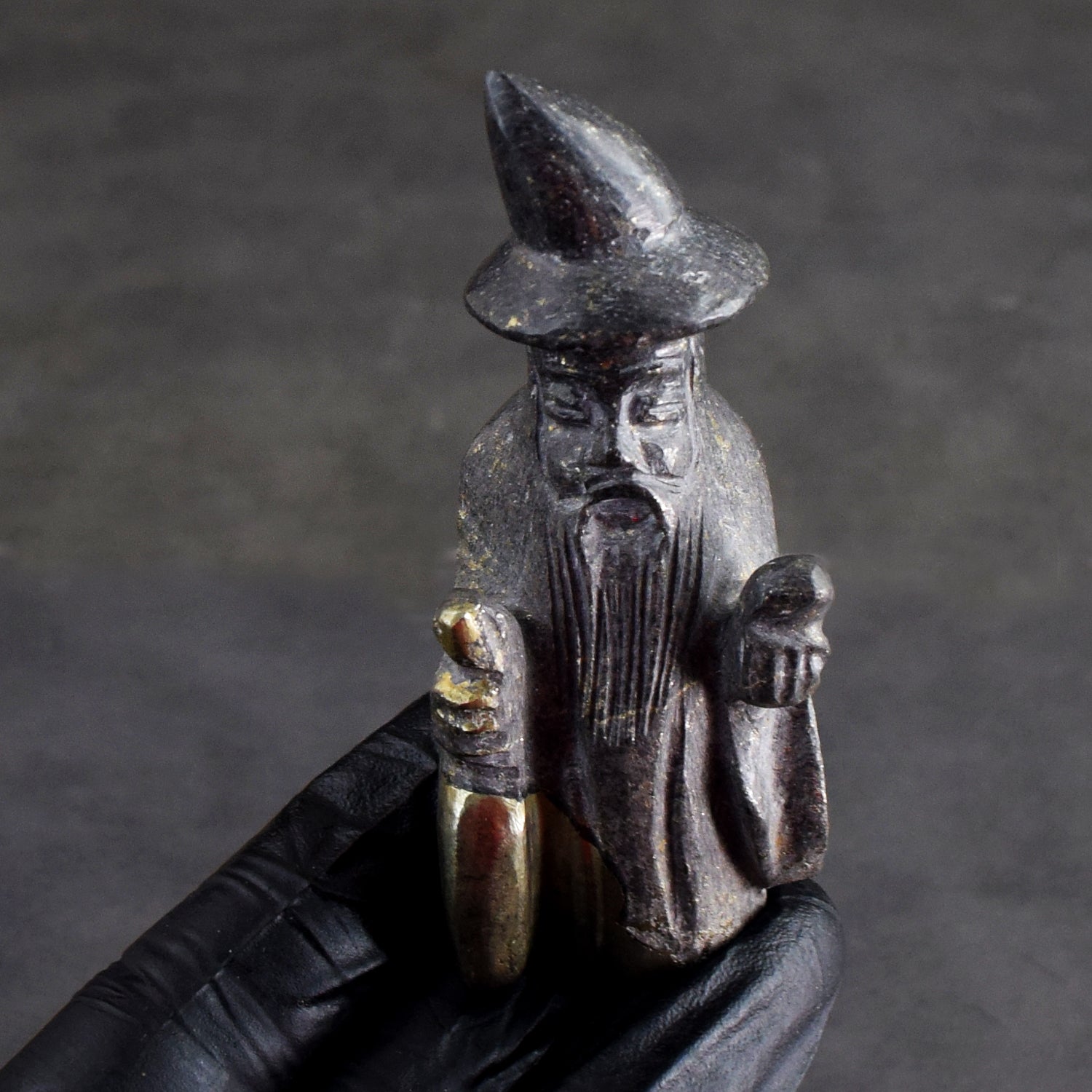 Genuine 381.00 Cts Amazing Pyrite Hand Carved Gemstone Premium Wizard Carving