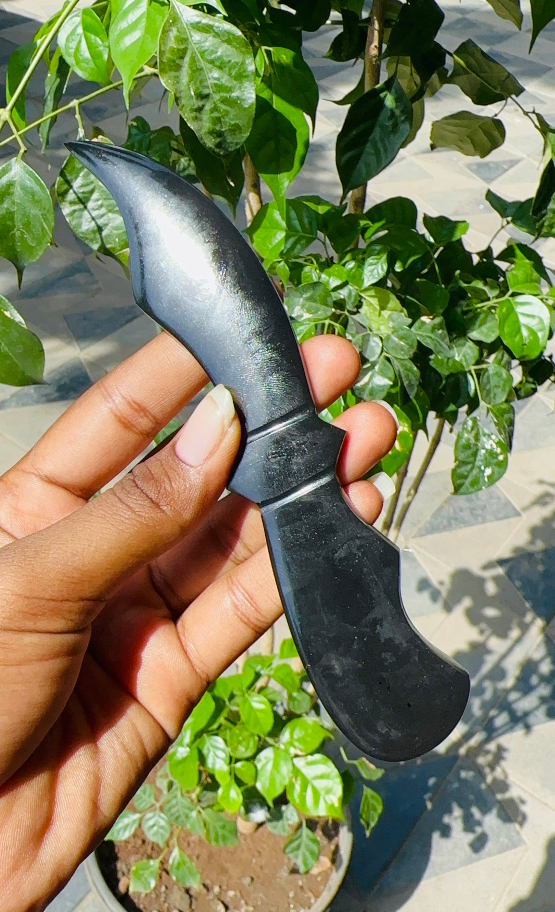 Amazing 367.00 Cts Genuine Black Tourmaline Hand Carved Crystal Gemstone Knife