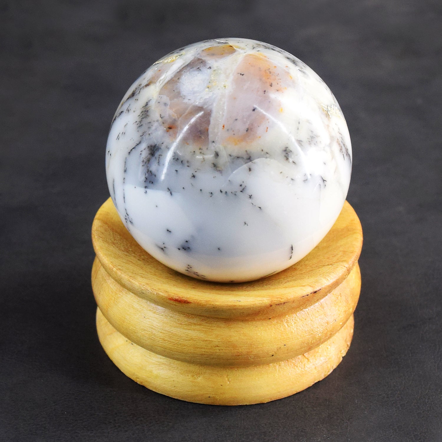 Exclusive 722.00 Cts Genuine Dendrite Opal Carved Healing Sphere