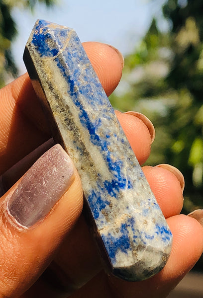 Craftsmen 101.00 Carats Genuine Lapis Lazuli Hand Carved  Healing Point Gemstone Carving