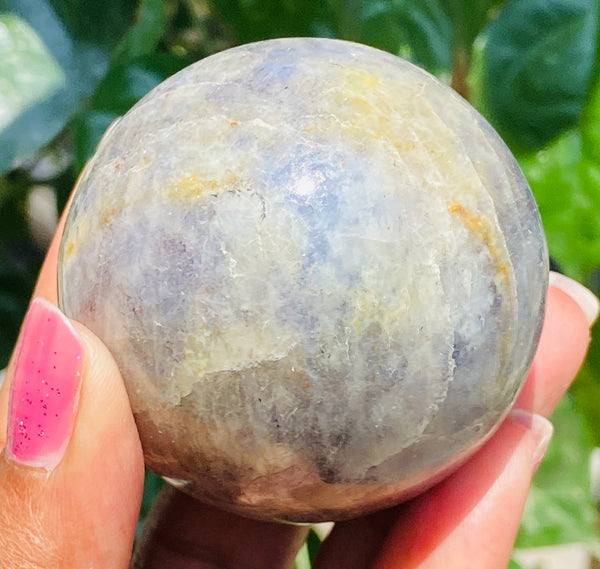 Artisian 793.00 Carats  Genuine  Blue  Iolite  Hand Carved Crystal  Healing  Gemstone  Sphere