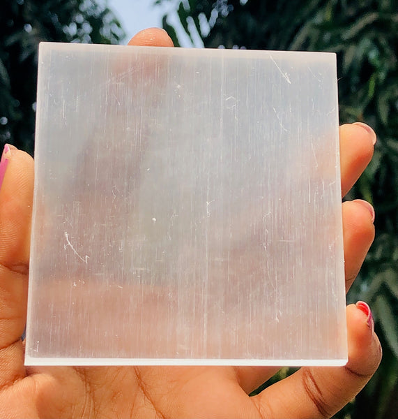 Elegant 590.00 Cts Genuine 3 Inches Selenite Healing Gemstone Coaster Crystal