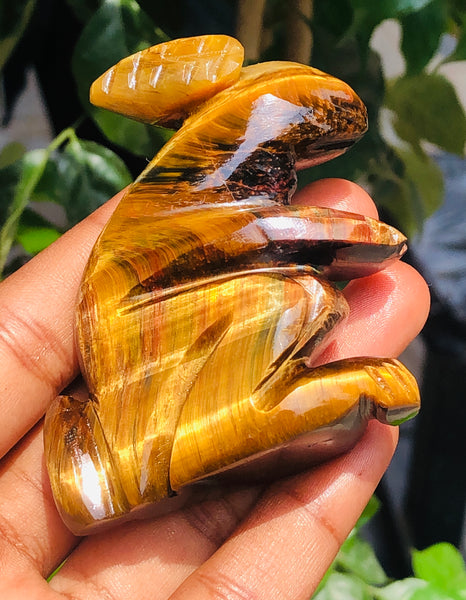 Craftsmen 478.00 Carats  Genuine  Tiger Eye Hand Carved Crystal Bunny Gemstone Carving  2026  Collection