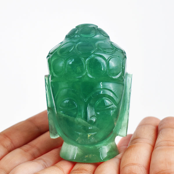 Amazing  1314.00 Carats  Genuine Multicolor Fluorite Hand Carved Crystal Gemstone Buddha Head Carving