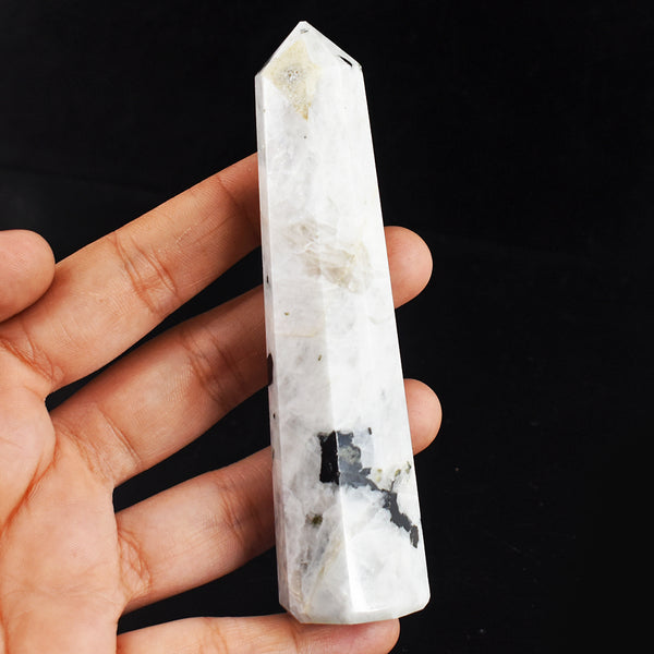580.00 Carats  Genuine  Moonstone  Hand Carved  Healing  Crystal  Point Gemstone Carving