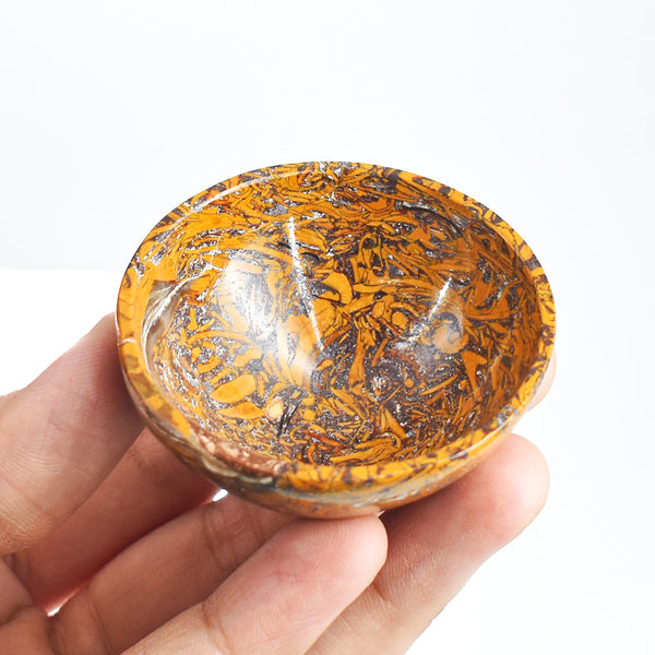 Awesome 141.00 Carats Genuine  Golden  Art Jasper Hand Carved  Crystal Gemstone  Carving Bowl