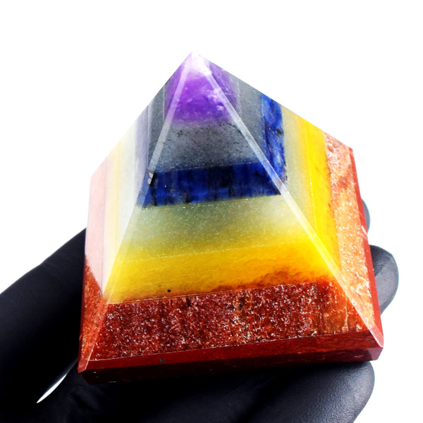 Miraculous 7750.00 Cts Genuine Seven Chakra Healing Divine Premium Crystal Specimen Pyramid