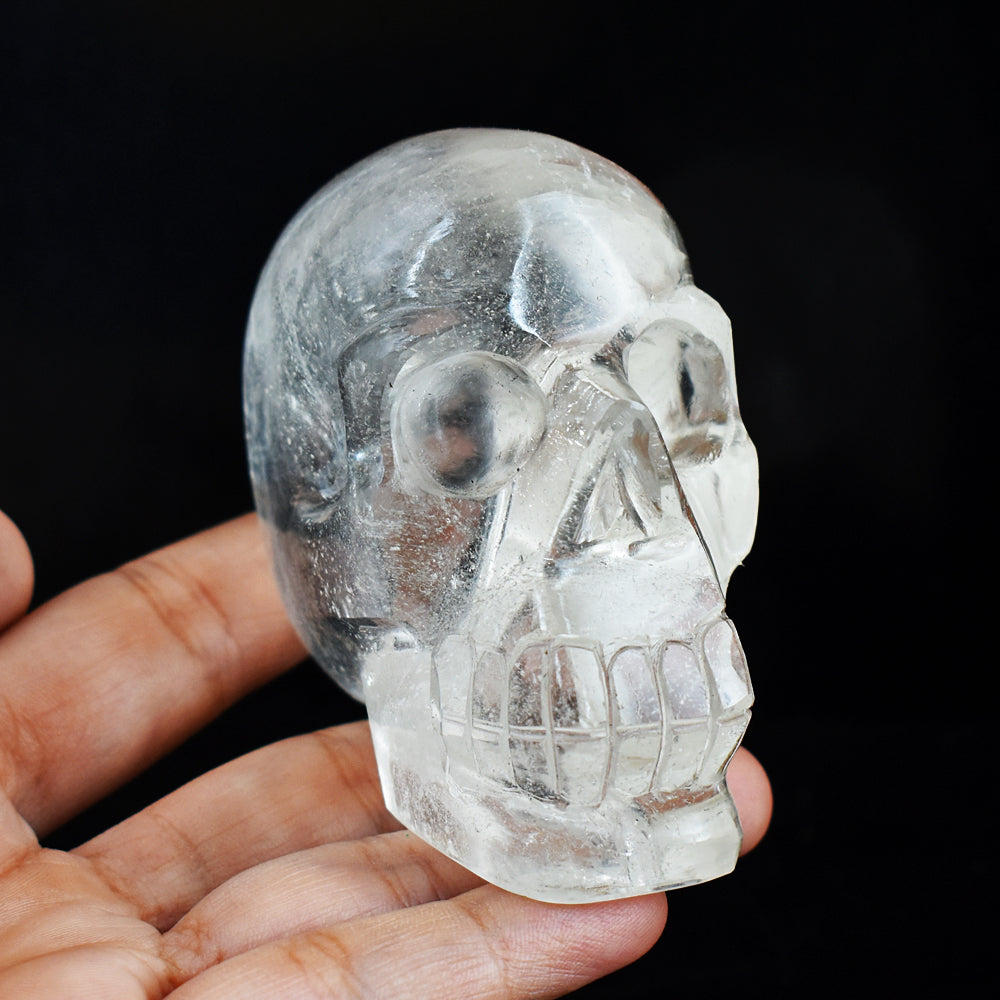 Amazing 1467.00 Cts Genuine White Quartz Hand Carved Crystal Genuine Skull Gemstone Carving
