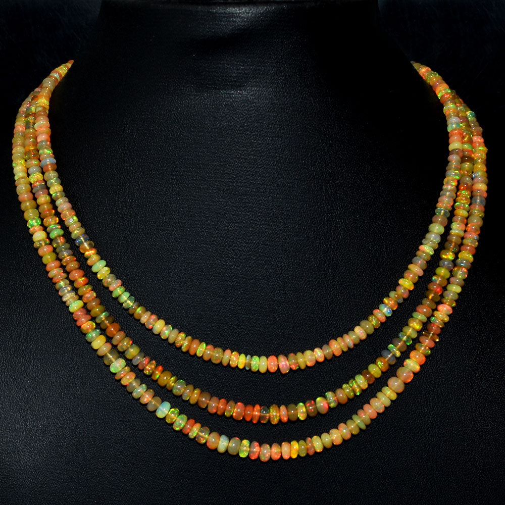 Mega Sale - 100% Beautiful   127.00 Cts Genuine Ethiopian Opal Beads Necklace
