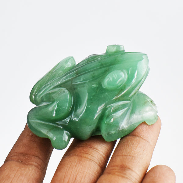 Green Aventurine 408.00 Carats Genuine  Hand Carved  Crystal Gemstone Carving Frog