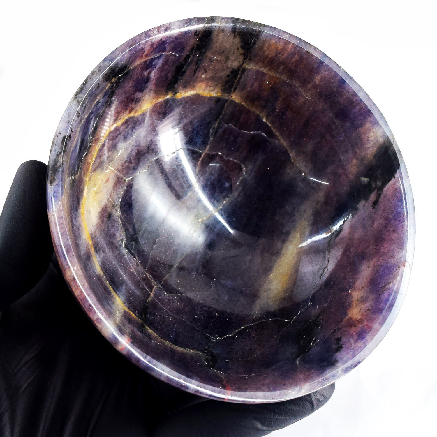 Unbelievable 1315.00 Carats Genuine Iolite Hand Carved Crystal Gemstone Carving Big Bowl