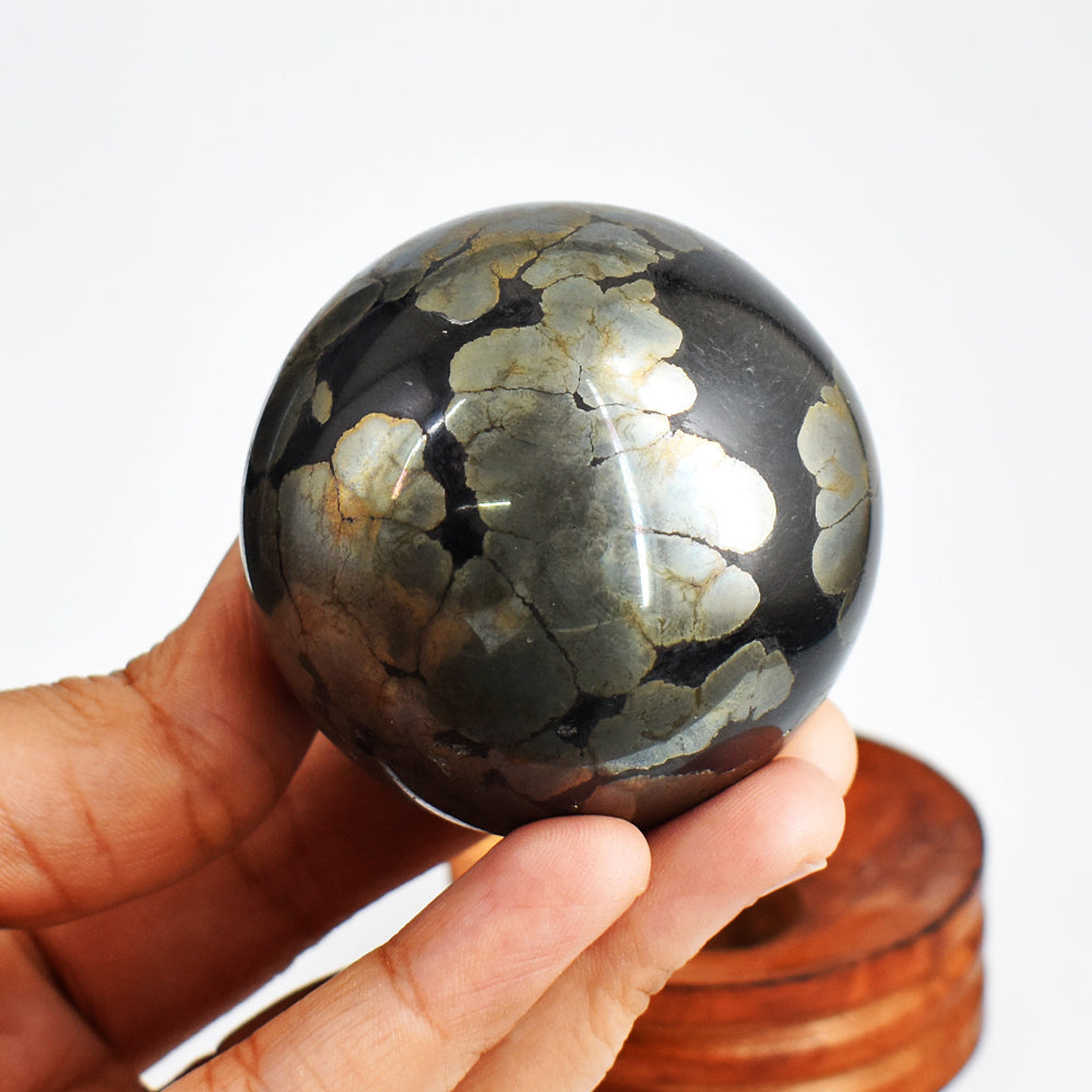 Exclusive 1881.00 Cts Carved Pyrite Reiki Crystal Healing Sphere