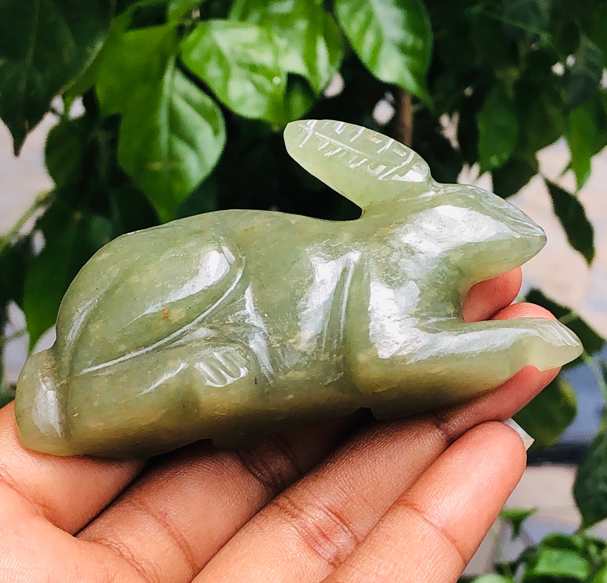 Beautiful 412.00 Carats Genuine Green Aventurine  Hand Carved  Gemstone  Bunny Carving 2026  Collection