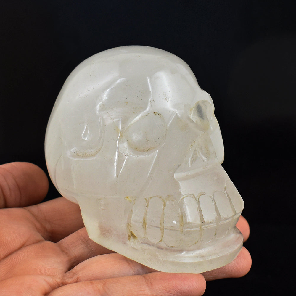 Craftsmen  1901.00 Cts Genuine White Quartz Hand Carved Crystal  Skull Gemstone Carving