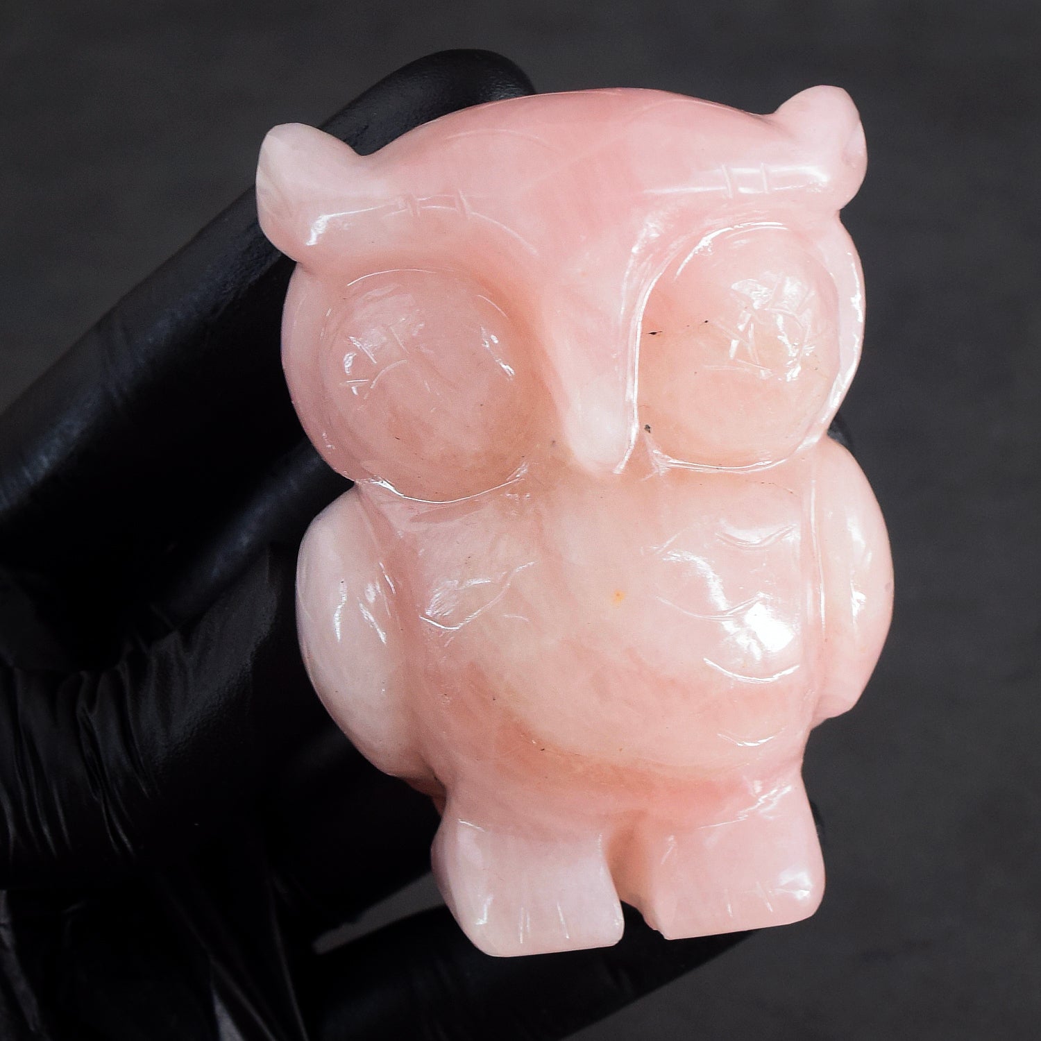 Stunning 955.00 Cts Genuine Pink Rose Quartz Hand Carved Gemstone Premium Owl Crystal