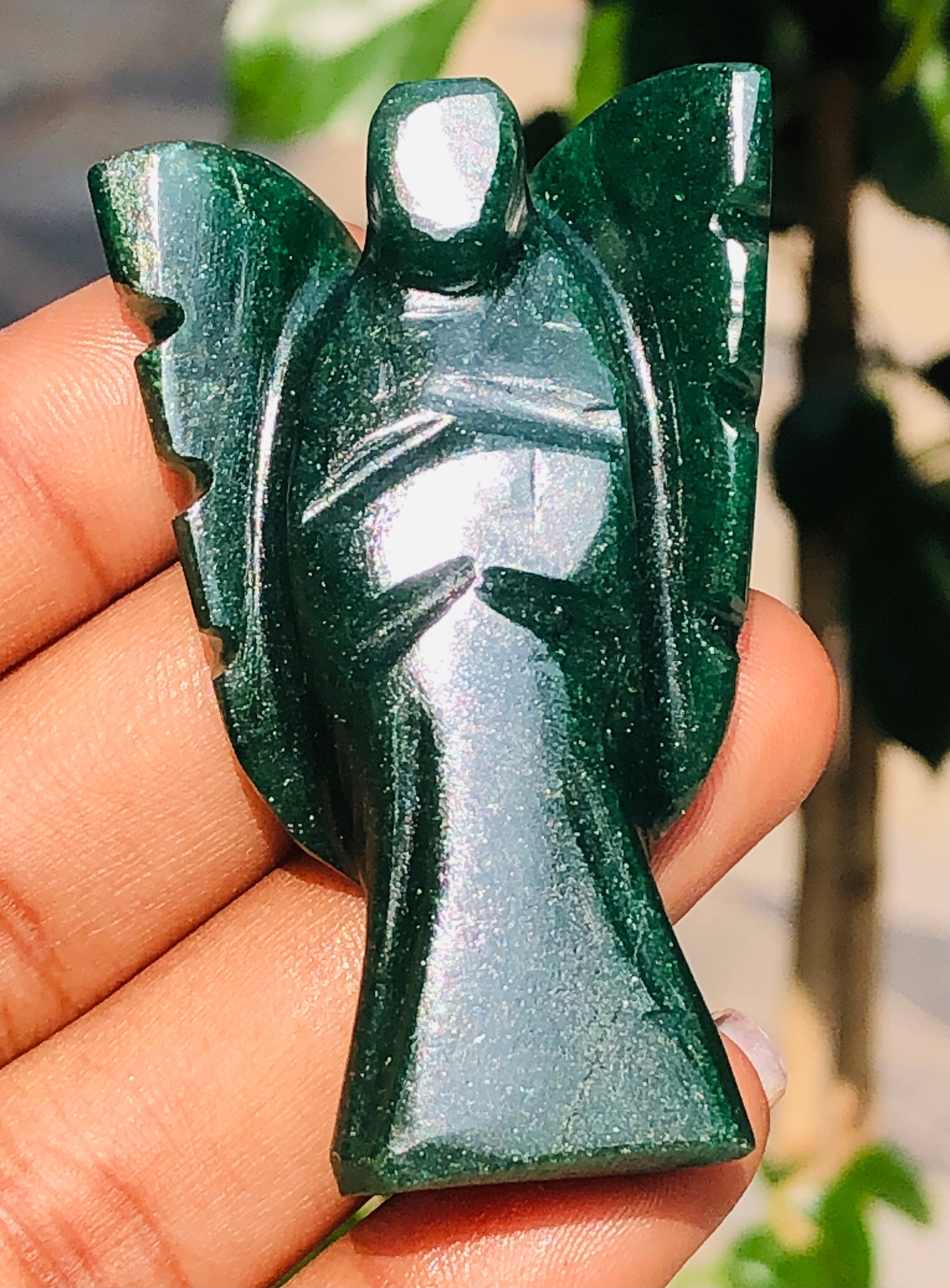 Pleasing 129.00 Cts Genuine Green Jade Healing Premium Divine Crystal Angel