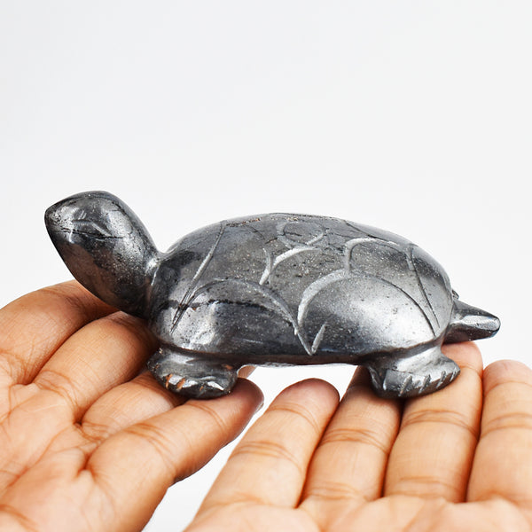 Gorgeous  1285.00 Carats  Genuine  Hematite Hand Carved Crystal Gemstone Turtle Carving