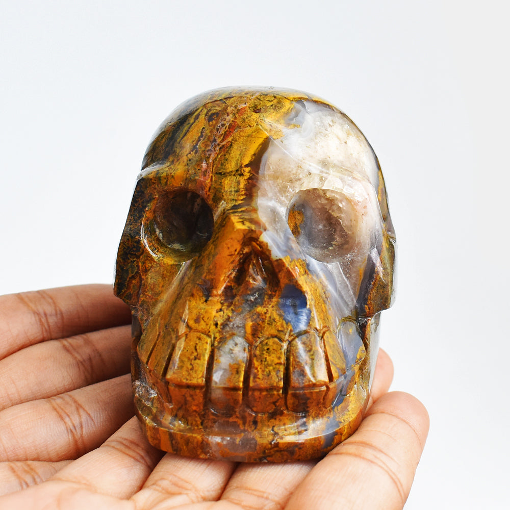 Artisian 1984.00  Cts Genuine Indian Opal Hand Carved  Crystal Gemstone Skull Carving