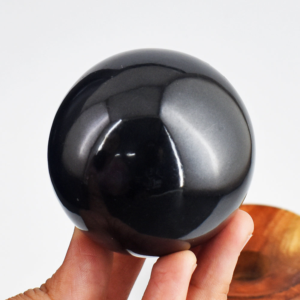 Natural 1468.00 Cts Genuine  Black Spinel Hand  Carved Crystal  Healing Gemstone Sphere