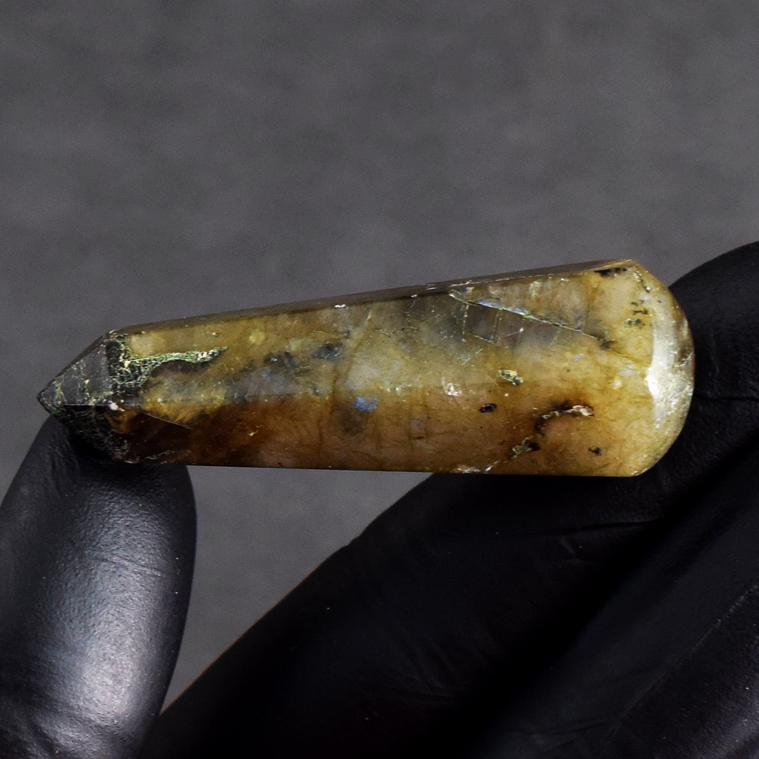 Amazing 97.00 Carats  Genuine Golden Flash Labradorite Hand  Carved  Crystal Gemstone Healing Point