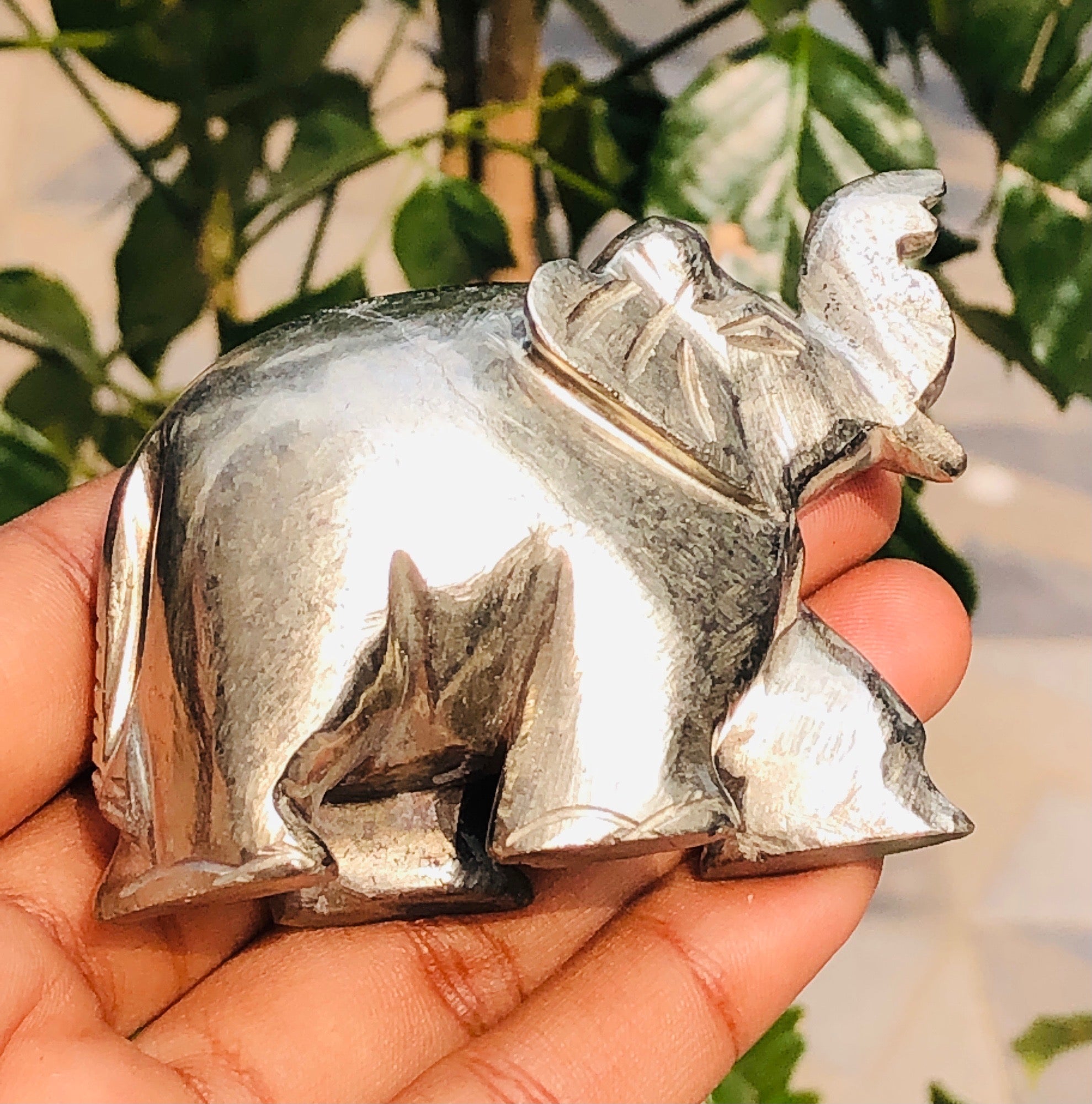 Awesome 907.00 Cts Genuine Pyrite Hand Carved Gemstone Premium Elephant Crystal