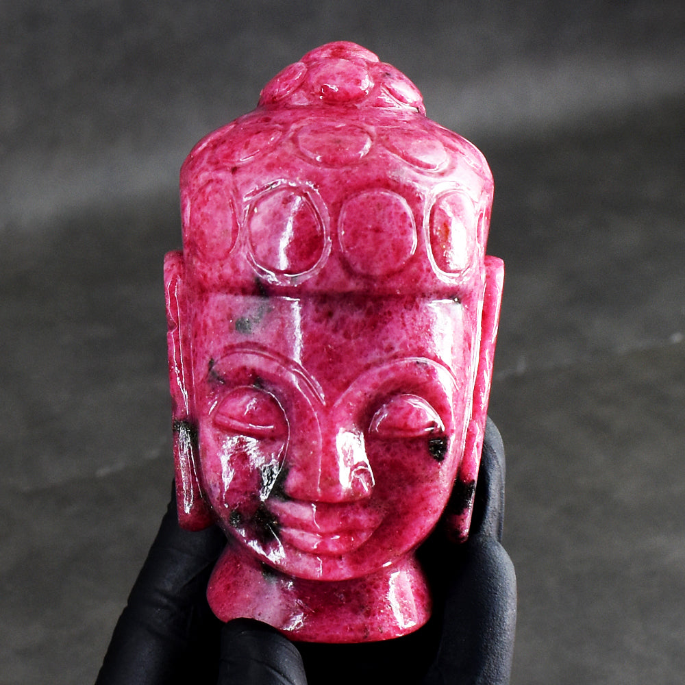 Dazzling 1950.00 Cts Genuine Pink Rhodonite Hand Carved Crystal Buddha Head Gemstone Carving