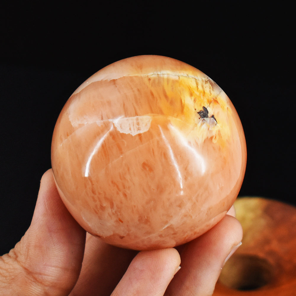 802.00  Carats  Genuine  Natural  Peach  Moonstone  Hand Carved Crystal  Healing  Gemstone  Sphere