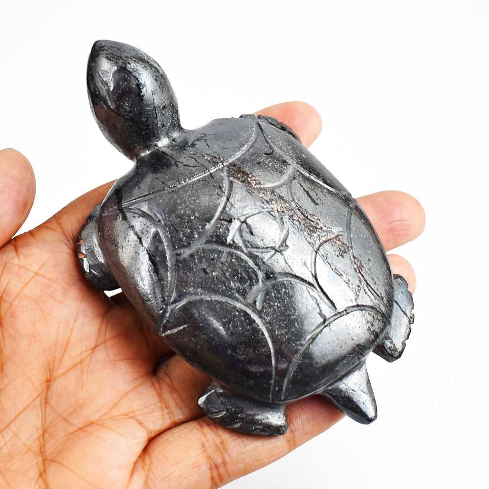 Gorgeous  1285.00 Carats  Genuine  Hematite Hand Carved Crystal Gemstone Turtle Carving