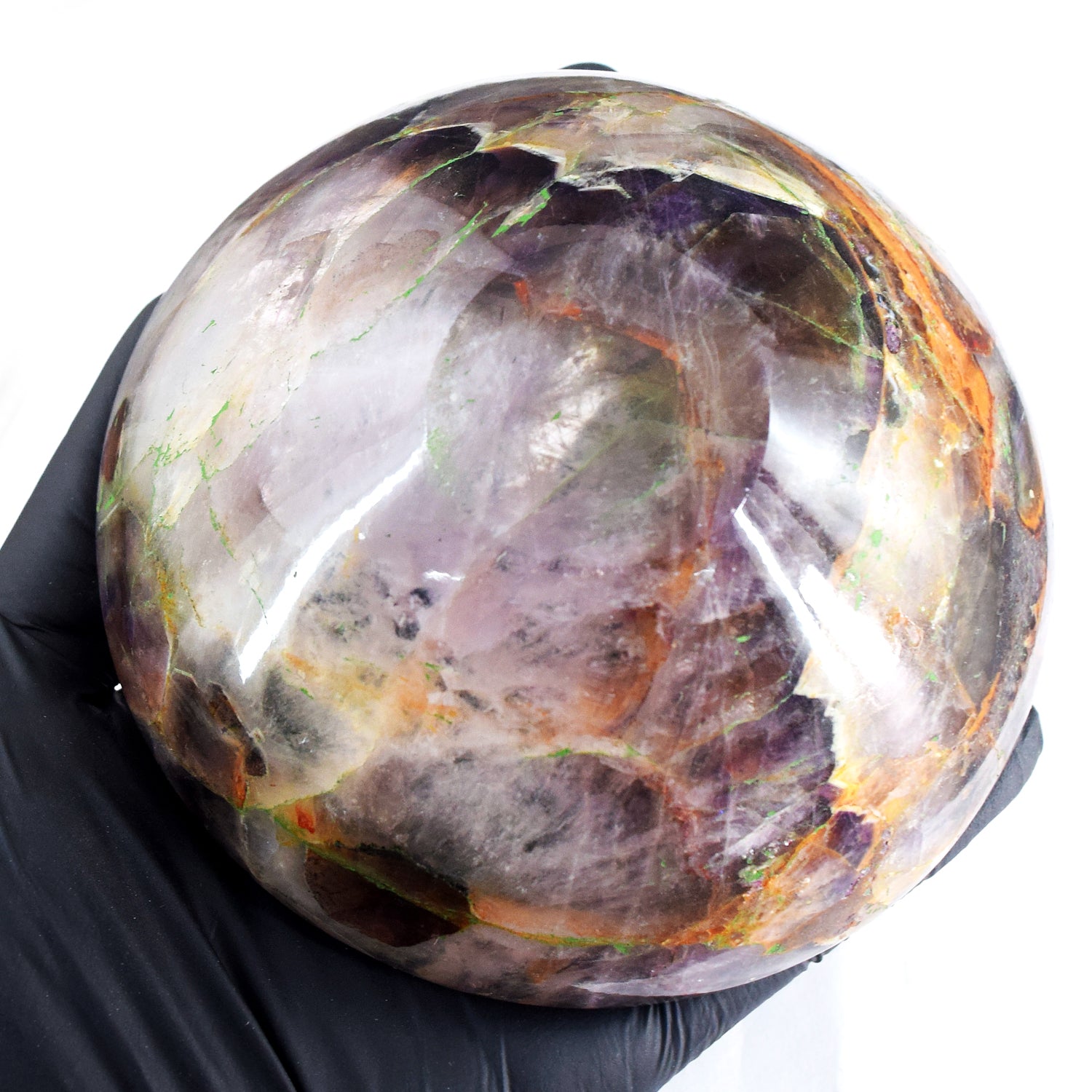 Attractive 1352.00 Carats Genuine Chevron Amethyst Hand Carved Crystal Gemstone Carving Big Bowl