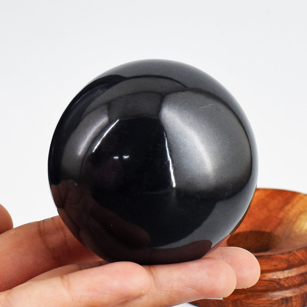 Natural 1468.00 Cts Genuine  Black Spinel Hand  Carved Crystal  Healing Gemstone Sphere