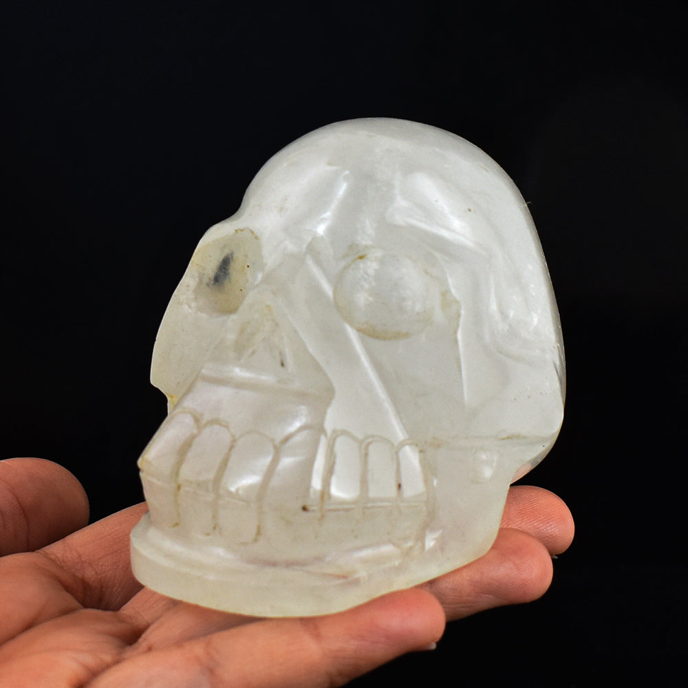 Craftsmen  1901.00 Cts Genuine White Quartz Hand Carved Crystal  Skull Gemstone Carving