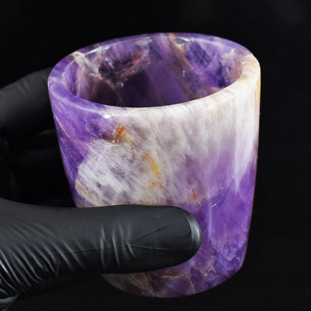 Awesome 1185.00 Cts Genuine Chevron Amethyst Hand Carved Crystal Glass Gemstone Carving