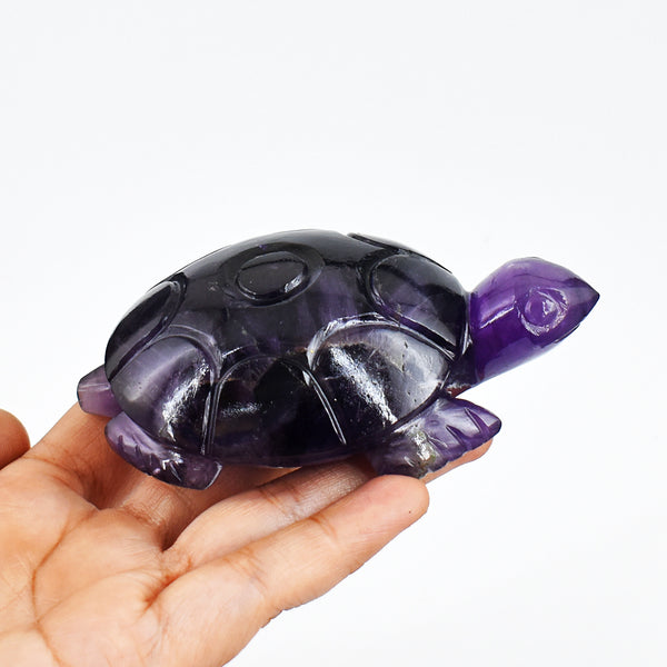 Gorgeous  1162.00 Carats Genuine  Amethyst  Hand Carved Crystal  Gemstone Turtle Carving