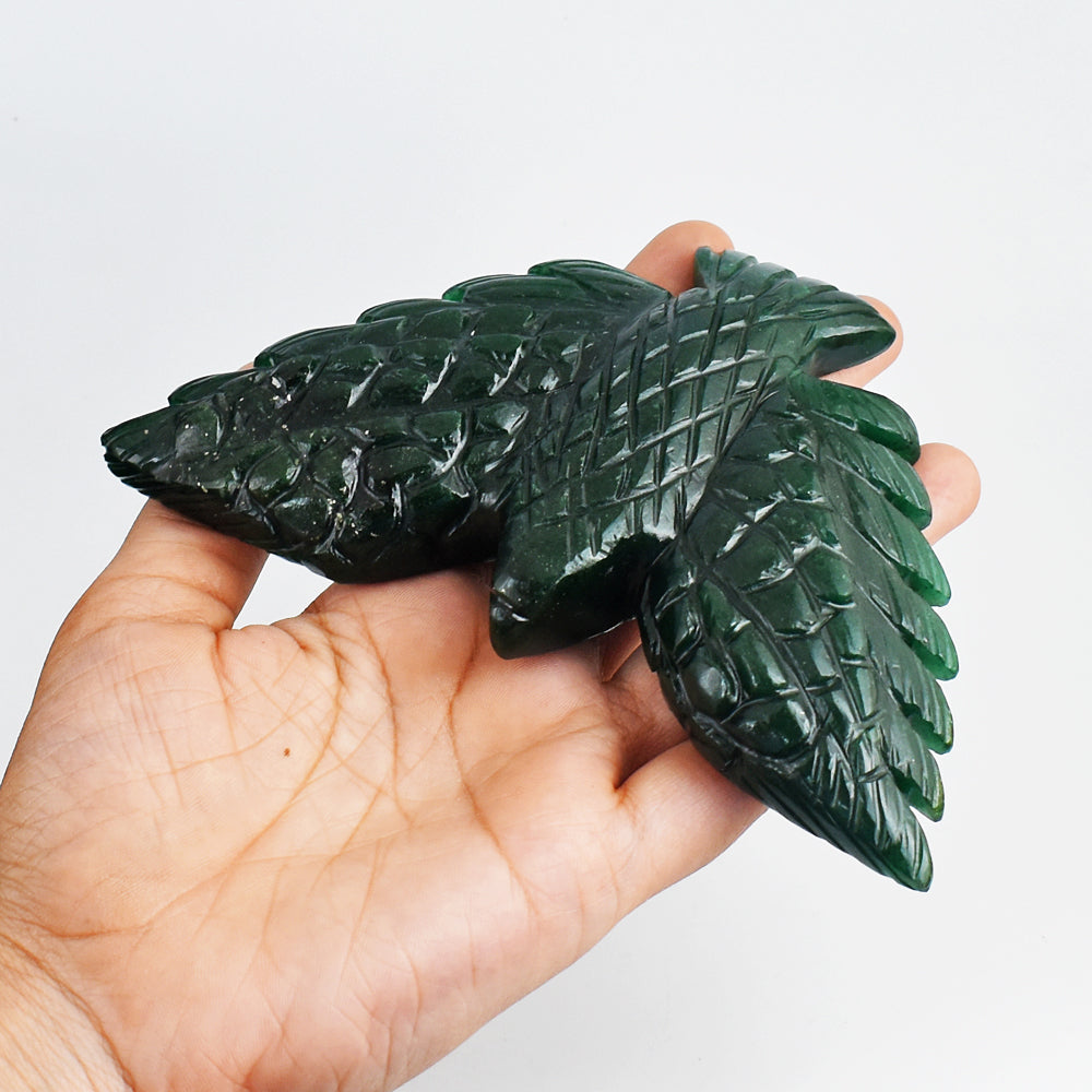 Craftsmen 1310.00  Cts Genuine Green Jade Hand Carved Crystal Eagle Gemstone Carving