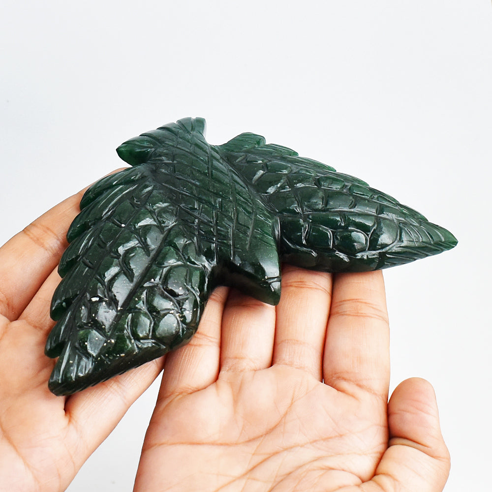 Craftsmen 1310.00  Cts Genuine Green Jade Hand Carved Crystal Eagle Gemstone Carving