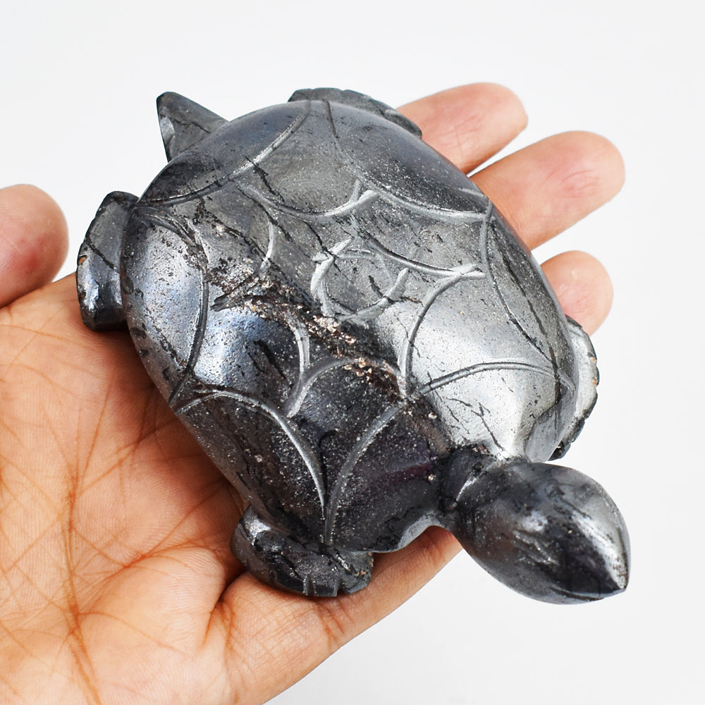 Gorgeous  1285.00 Carats  Genuine  Hematite Hand Carved Crystal Gemstone Turtle Carving