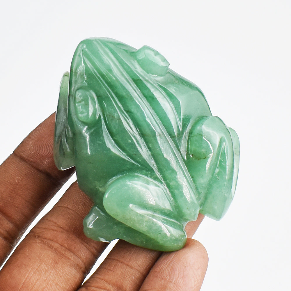 Green Aventurine 408.00 Carats Genuine  Hand Carved  Crystal Gemstone Carving Frog