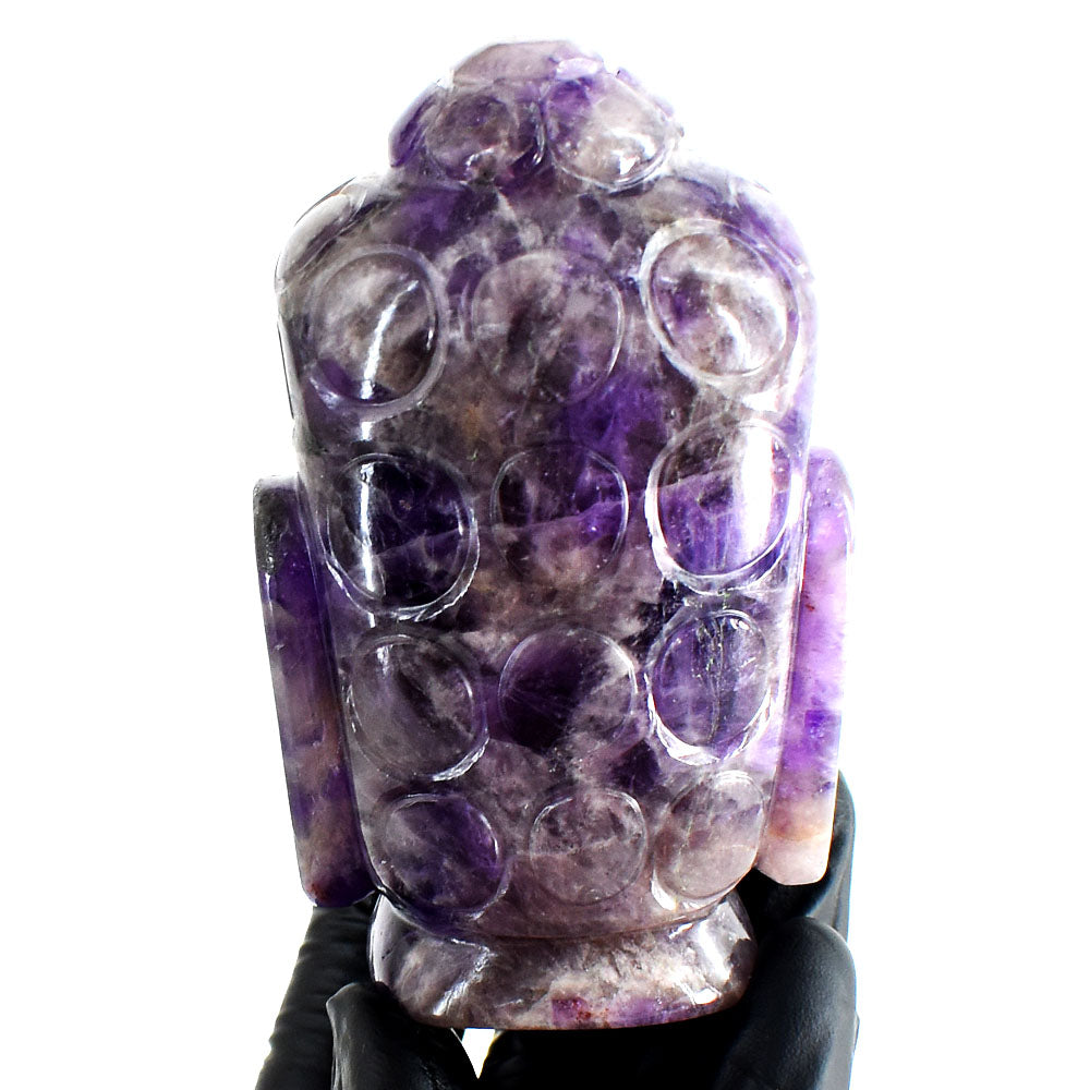 Craftsmen 1757.00 Cts Genuine Amethyst Hand Carved Gemstone Buddha Head Crystal Carving