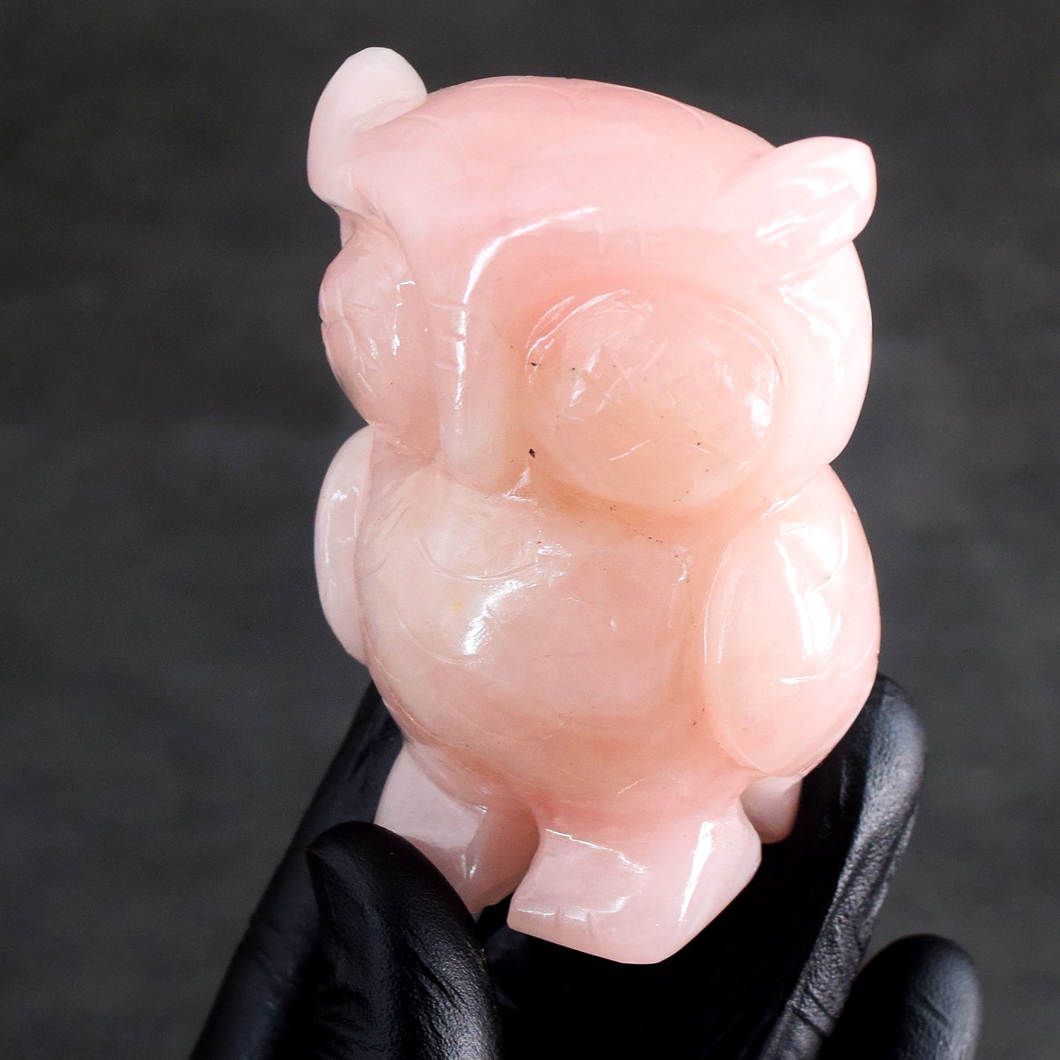 Stunning 955.00 Cts Genuine Pink Rose Quartz Hand Carved Gemstone Premium Owl Crystal