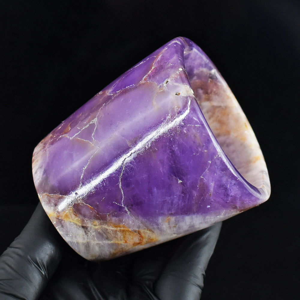 Awesome 1185.00 Cts Genuine Chevron Amethyst Hand Carved Crystal Glass Gemstone Carving
