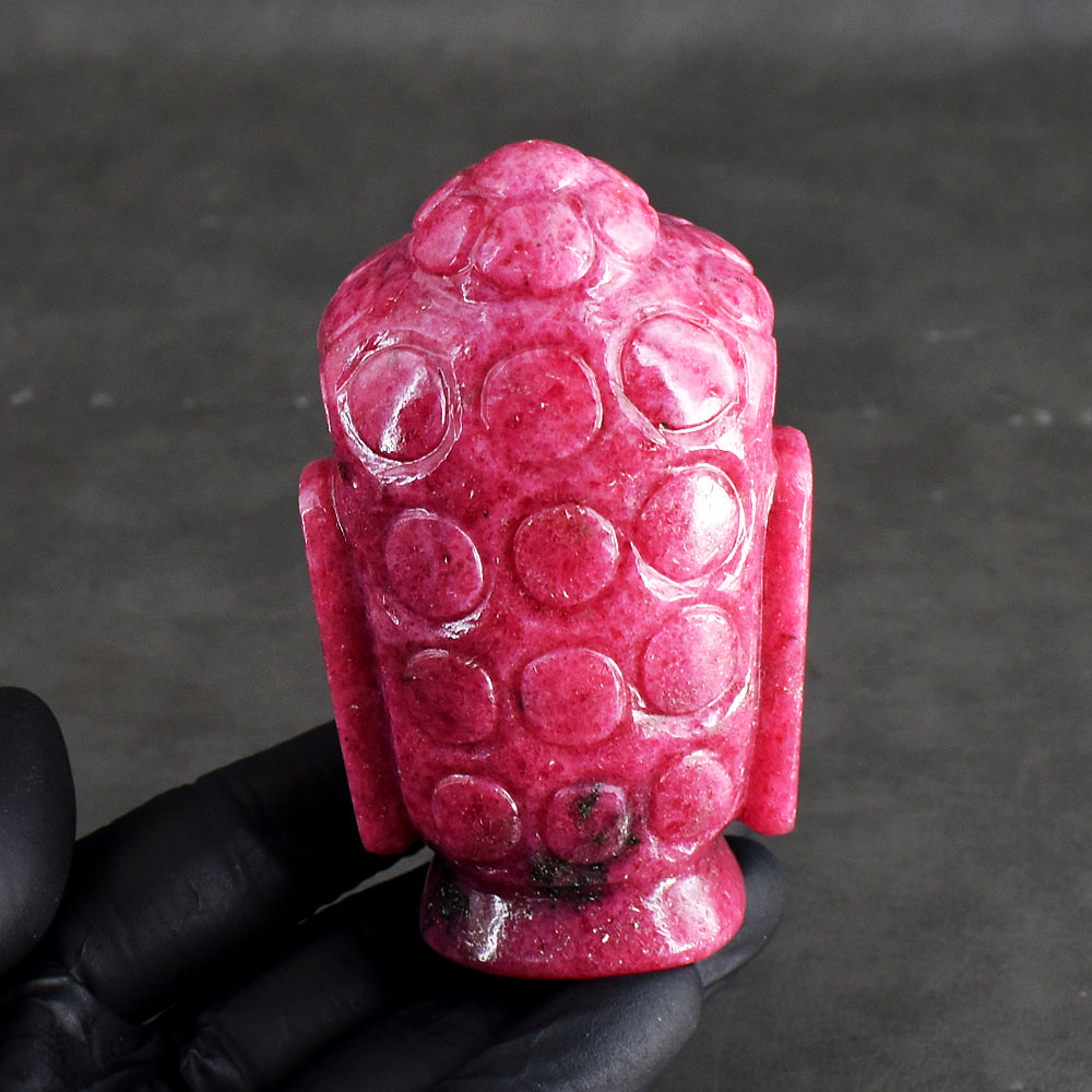 Dazzling 1950.00 Cts Genuine Pink Rhodonite Hand Carved Crystal Buddha Head Gemstone Carving