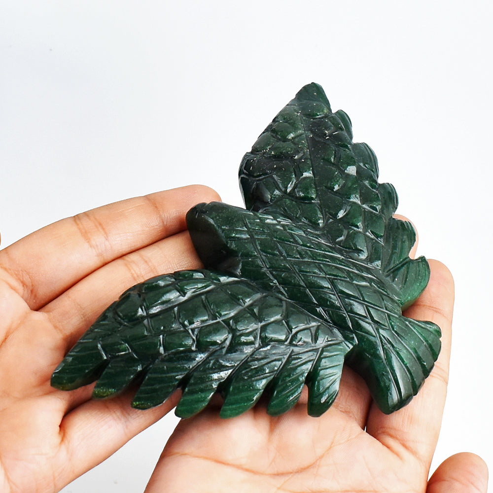 Craftsmen 1310.00  Cts Genuine Green Jade Hand Carved Crystal Eagle Gemstone Carving