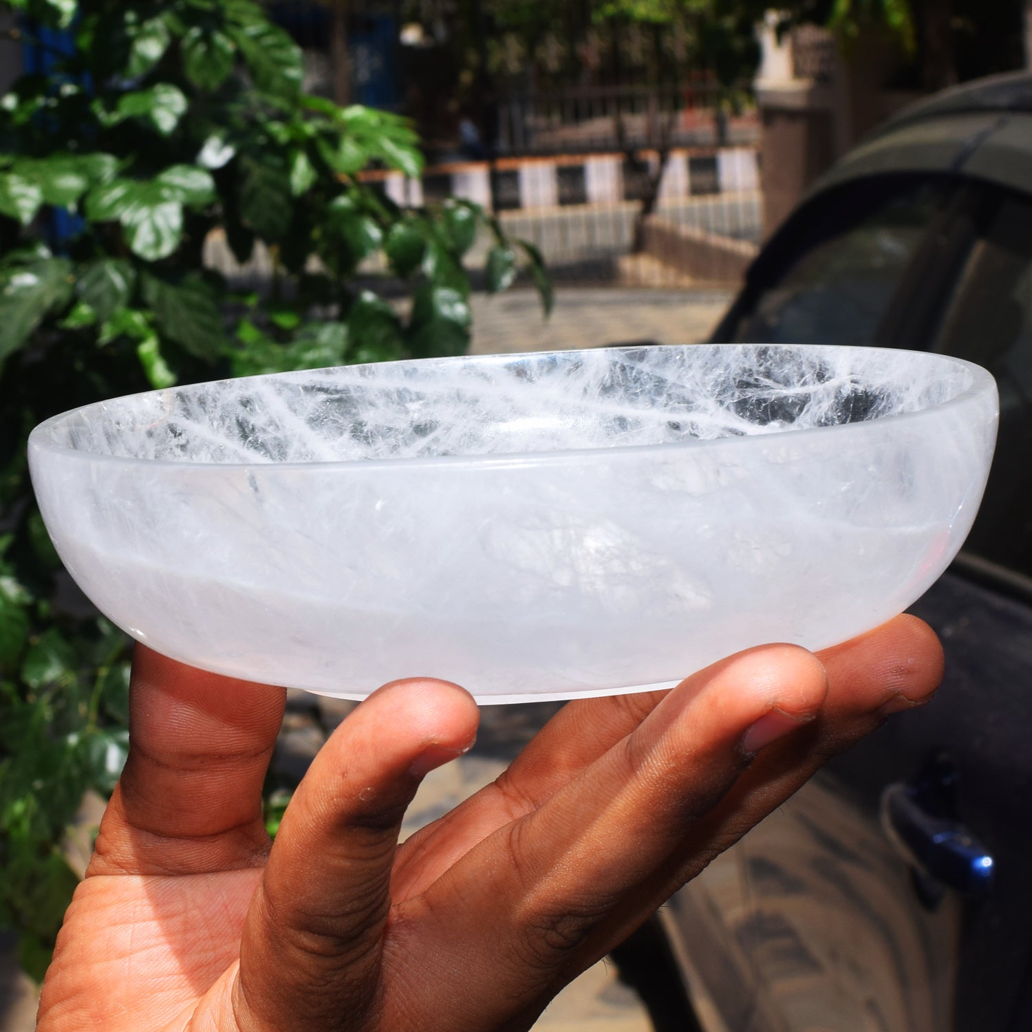 Perfect 1540.00 Carats Genuine White Quartz Hand Carved Crystal Gemstone Carving Big Bowl