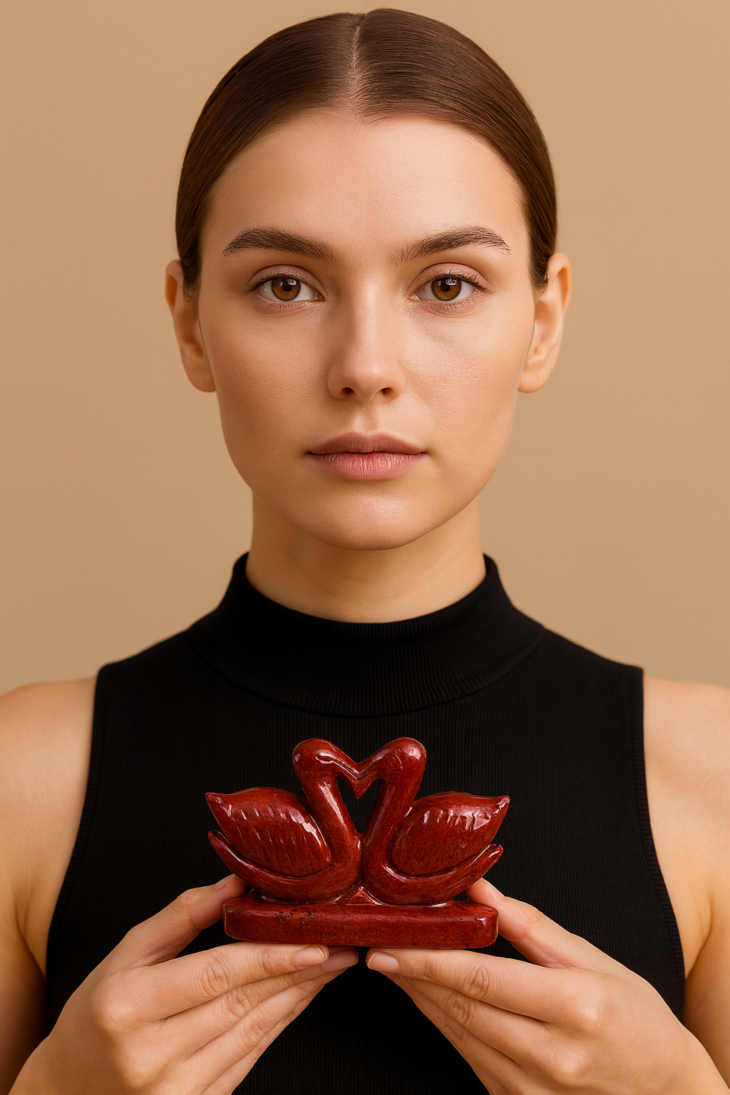 Best Of Best 532.00 Cts Genuine Red Jasper Carved Love Premium Swan Pair