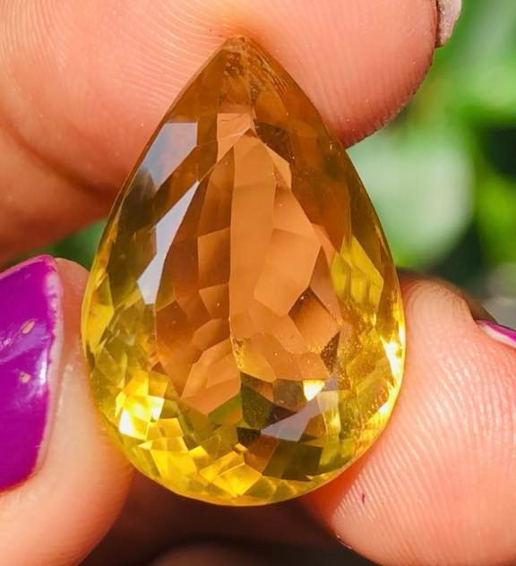 Amazing 12.00 Cts Genuine Citrine Faceted Loose Gemstone