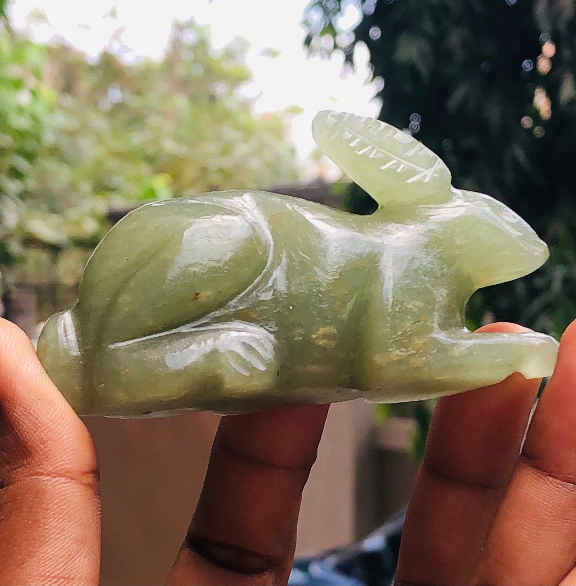 Beautiful 412.00 Carats Genuine Green Aventurine  Hand Carved  Gemstone  Bunny Carving 2026  Collection